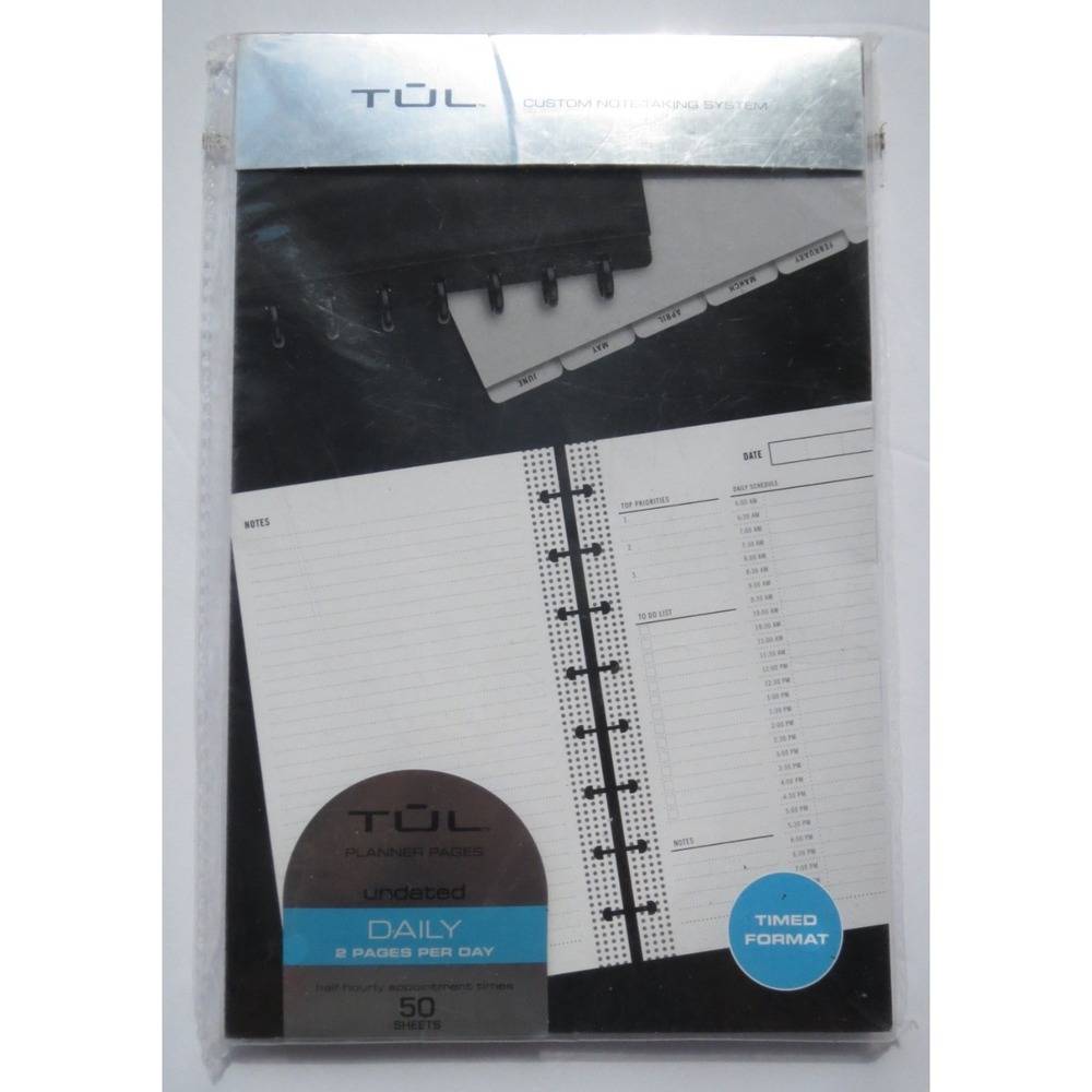 TUL Custom Note Taking System‎ Discbound Weekly Timed Format 2pages Per Week